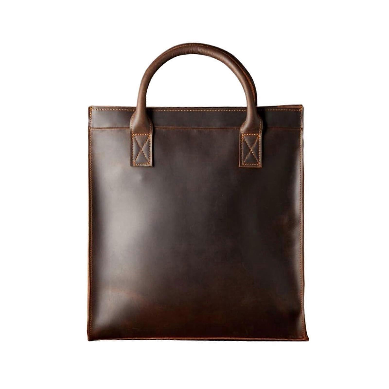 Men's Leather Messenger Laptop Bag  Brown Briefcase with Adjustable Shoulder Strap