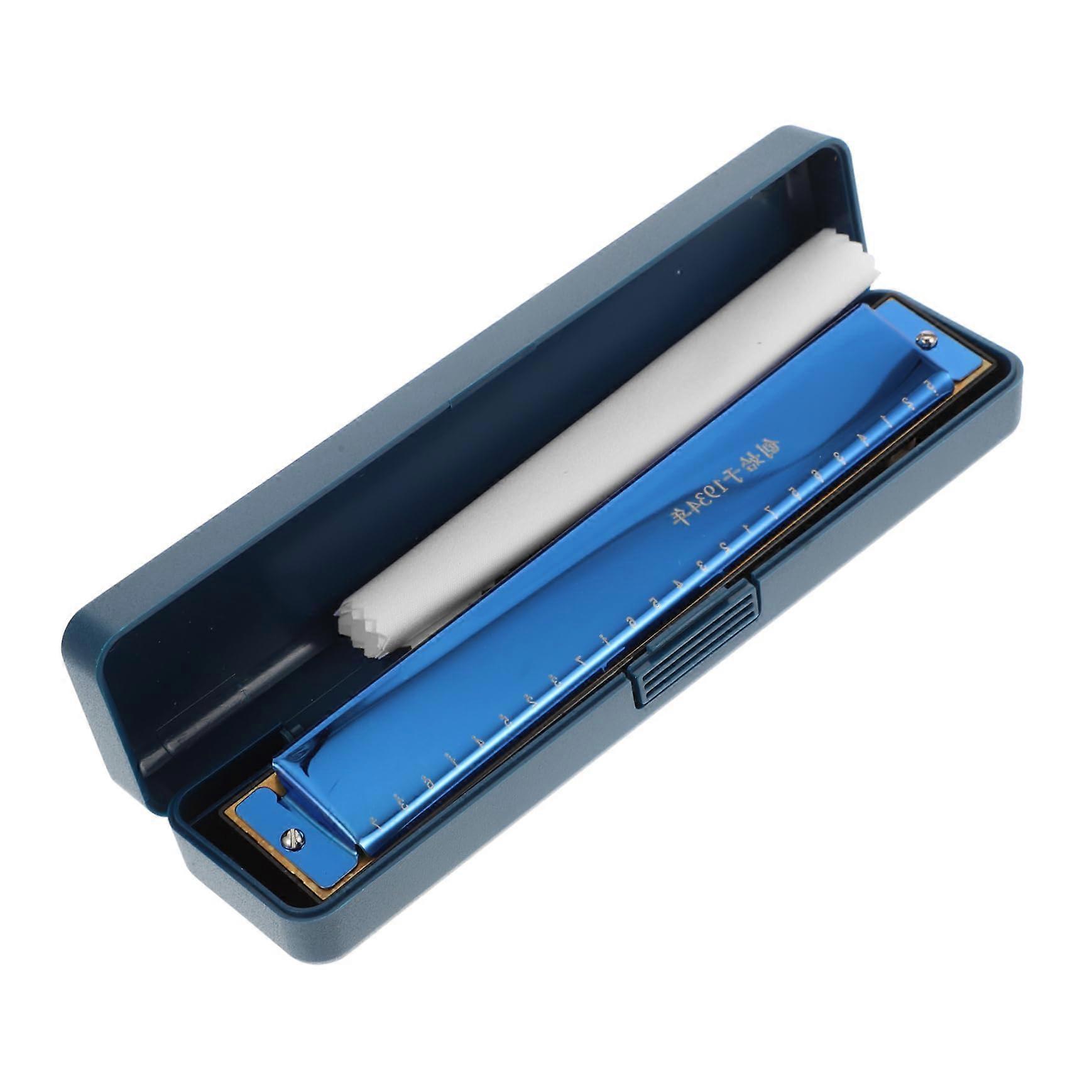 C Key Blues Harmonica, Durable Diatonic Instrument for Beginners and Travel Practice Sapphire Blue