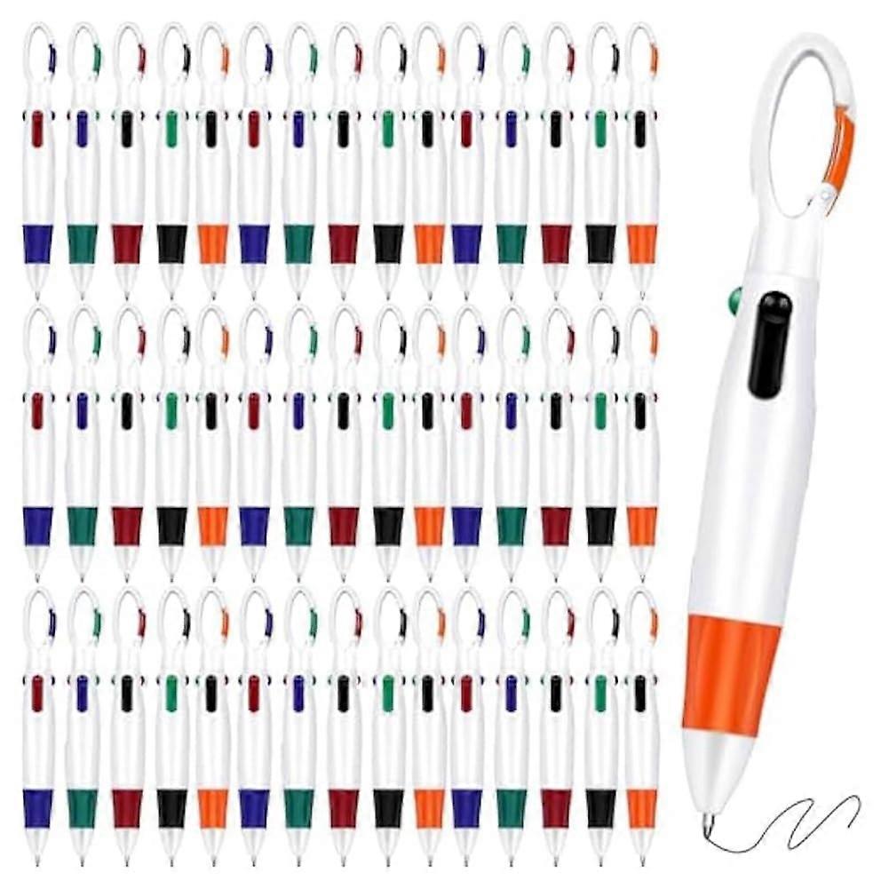 100 Pcs 4 in 1 Multicolor Retractable Ballpoint Pens with Keychain for Office School Nursing