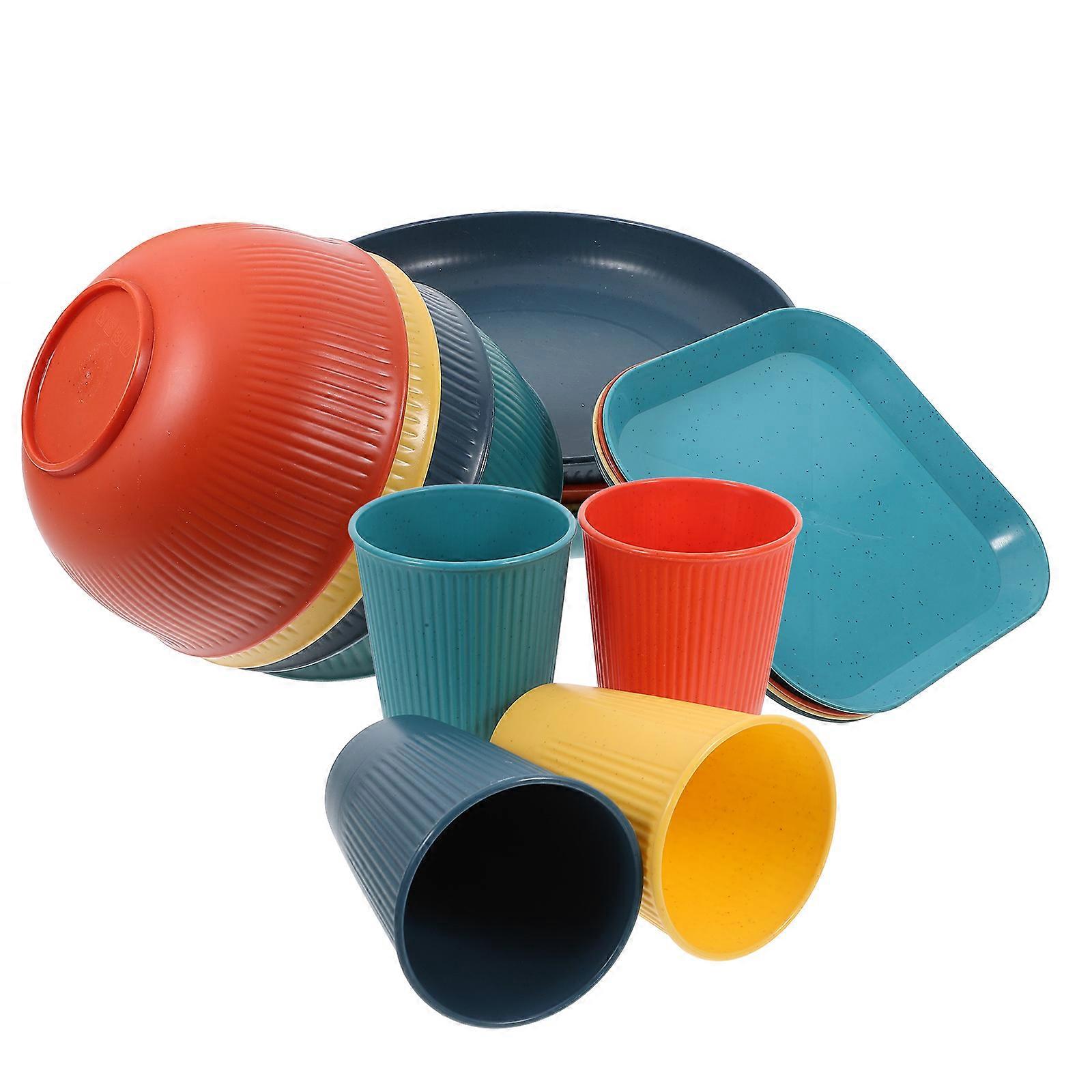 Dinnerware Set Plates Cups And Bowls Set Unbreakable Tableware For Camping Party Modern Design 1Set