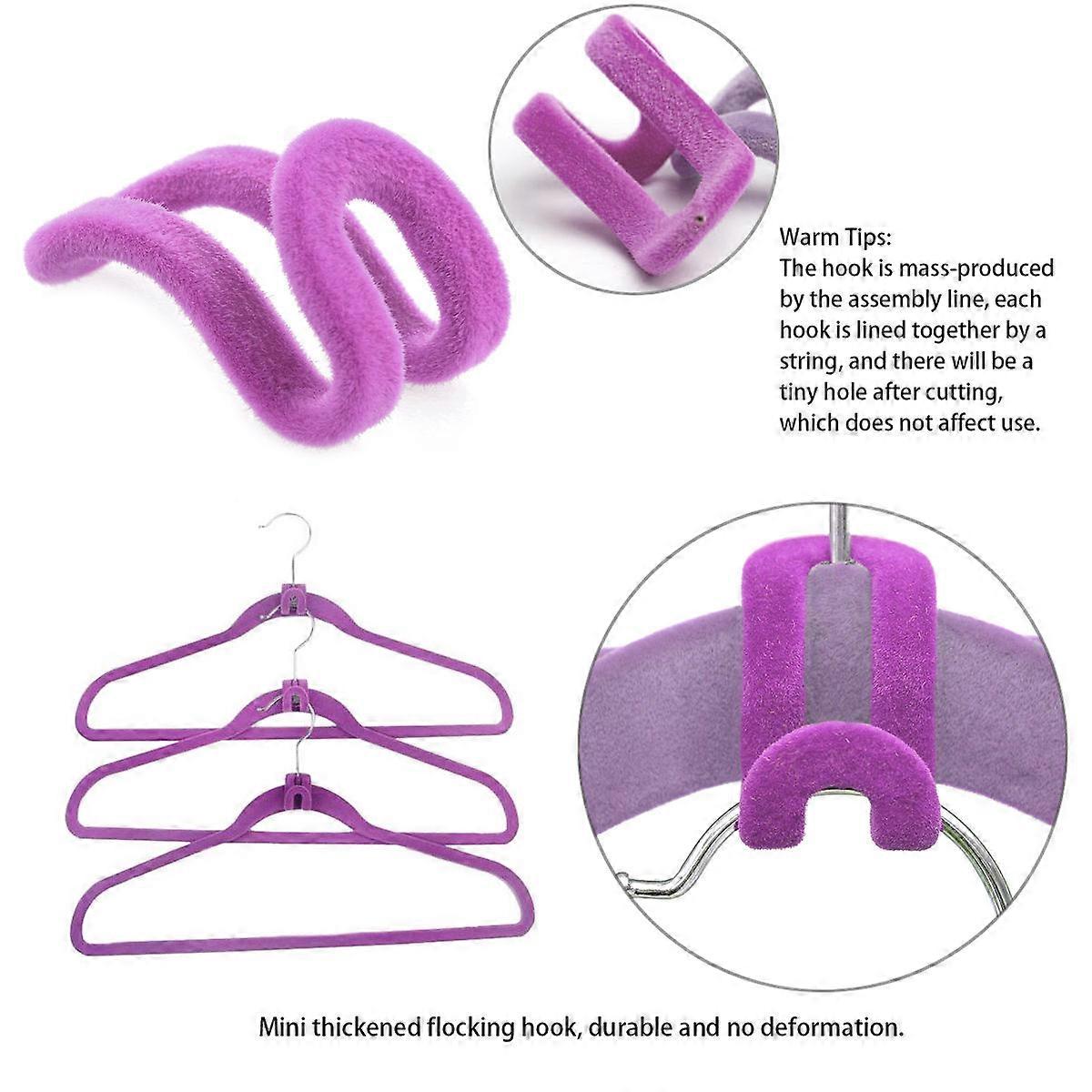 Clothes Rack Hooks Mini Flocking Hanger Hooks Holders for Wardrobe Use 12Pcs