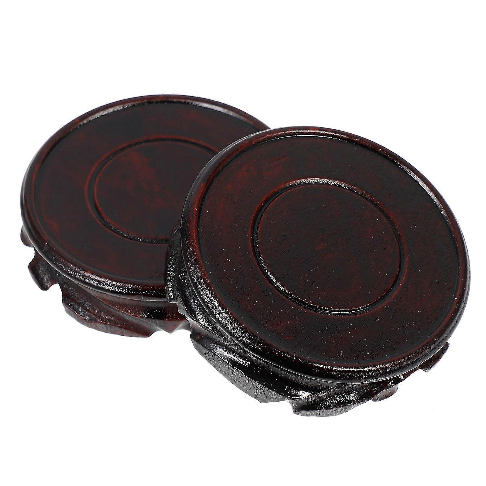 Solid Wood Bases Artware Display Base for Home Use 2Pcs Black