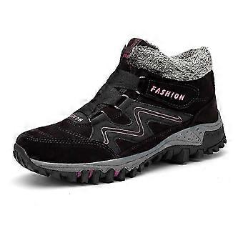 Waterdichte antislip dikke bont sleehak suède winterschoenen voor dames
