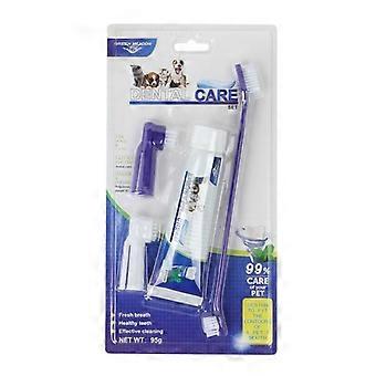 Pet Dental Care Kit for Dogs and Cats with Beef Flavour Toothpaste, DualHead and Finger Brush