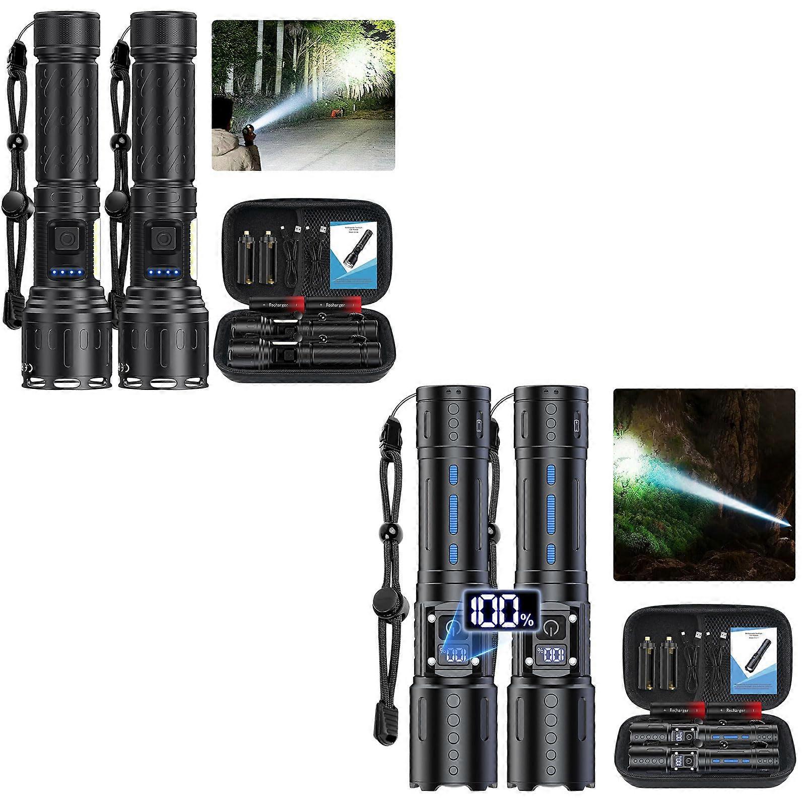 LED Flashlight Set, Rechargeable Dual Bundle with Multiple Brightness Modes and Durable Metal Housing