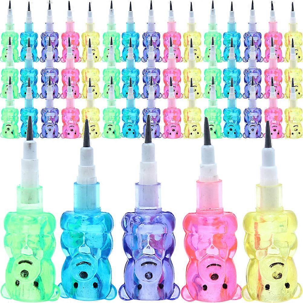 Cartoon Bear Pencils Stackable for School 10Pcs Assorted Supplies