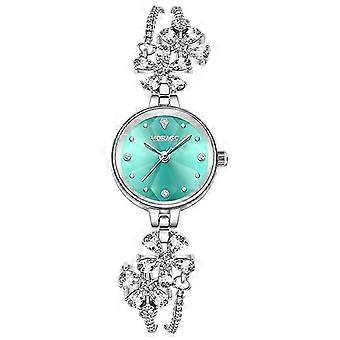 MOKAGO Elegant Dameshorloge - Blauwe wijzerplaat met diamanten bloemenarmband