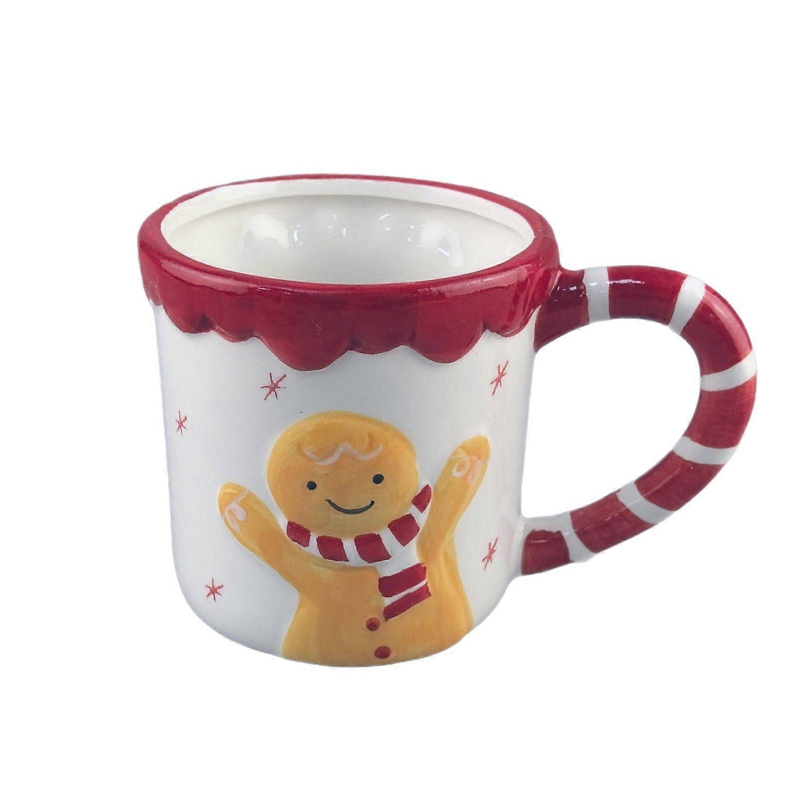 Gingerbread Man Ceramic Mug 350ml Candy Cane Handle Mug