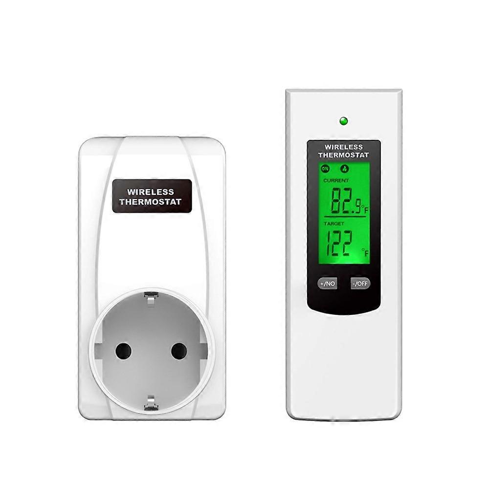 Smart Plug Thermostat Temperature Controller+RF433Mhz Remote with LCD Display Heating/ Cooling Mode Switchable EU PLUG