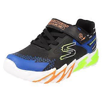 Skechers Flex Glow Bolt 400138 casual sneakers met lichtgevende klittenbandsluiting voor jongens