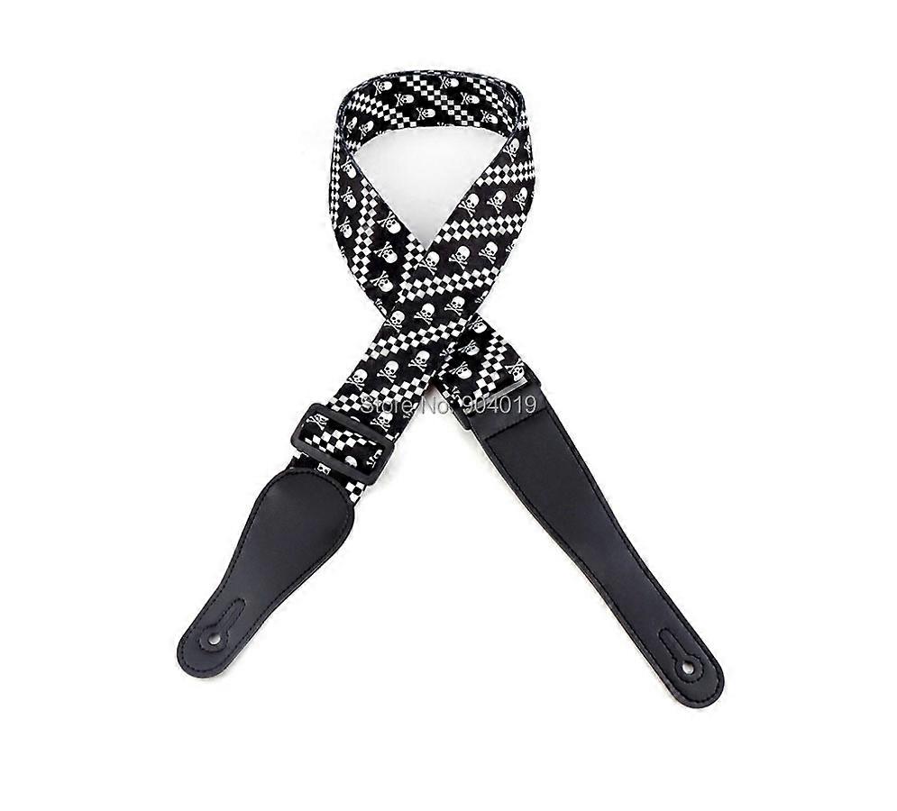 Skull Guitar Strap Polyester Woven Leather head 2 Wide