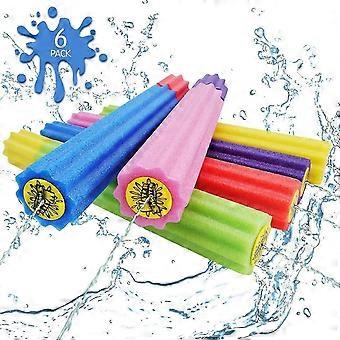 6 Pack Safe Foam Noodles Pump Action Outdoor Squirt Gun compatible with Pool/beach/yard/party Play (up To 30 Ft, 11.8inches, Multicolored)