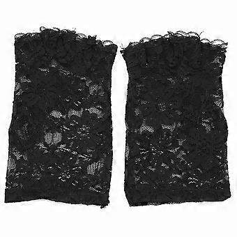 Spitzenhandschuhe Gothic Handgelenk Hochzeitsfeier Handschuhe Schwarz Spitze Fingerlose Handschuhe Spitze Fingerlose Handschuhe Fingerlose Handschuhe Frauen
