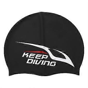 Adult Kid Unisex Elastic Silicone Swimming Swimwear Bathing Cap Waterproof Swim Hat Black