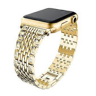 Dubbele rij strass decoratieve horlogeband metalen slimme horlogeband voor Apple Watch Series 7 45 mm / Series 1 2 3 42 mm / Apple Watch Series 7 45 mm / Serie
