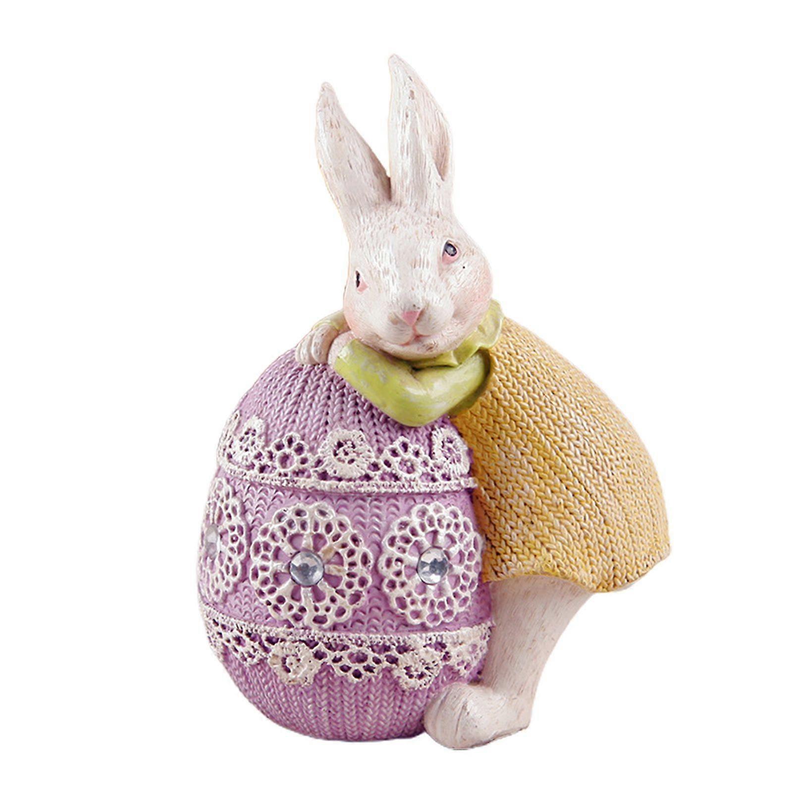 Easter Rabbit Doll Cute Appearance Odorless Resin Desktop Rabbit Ornament for Easter