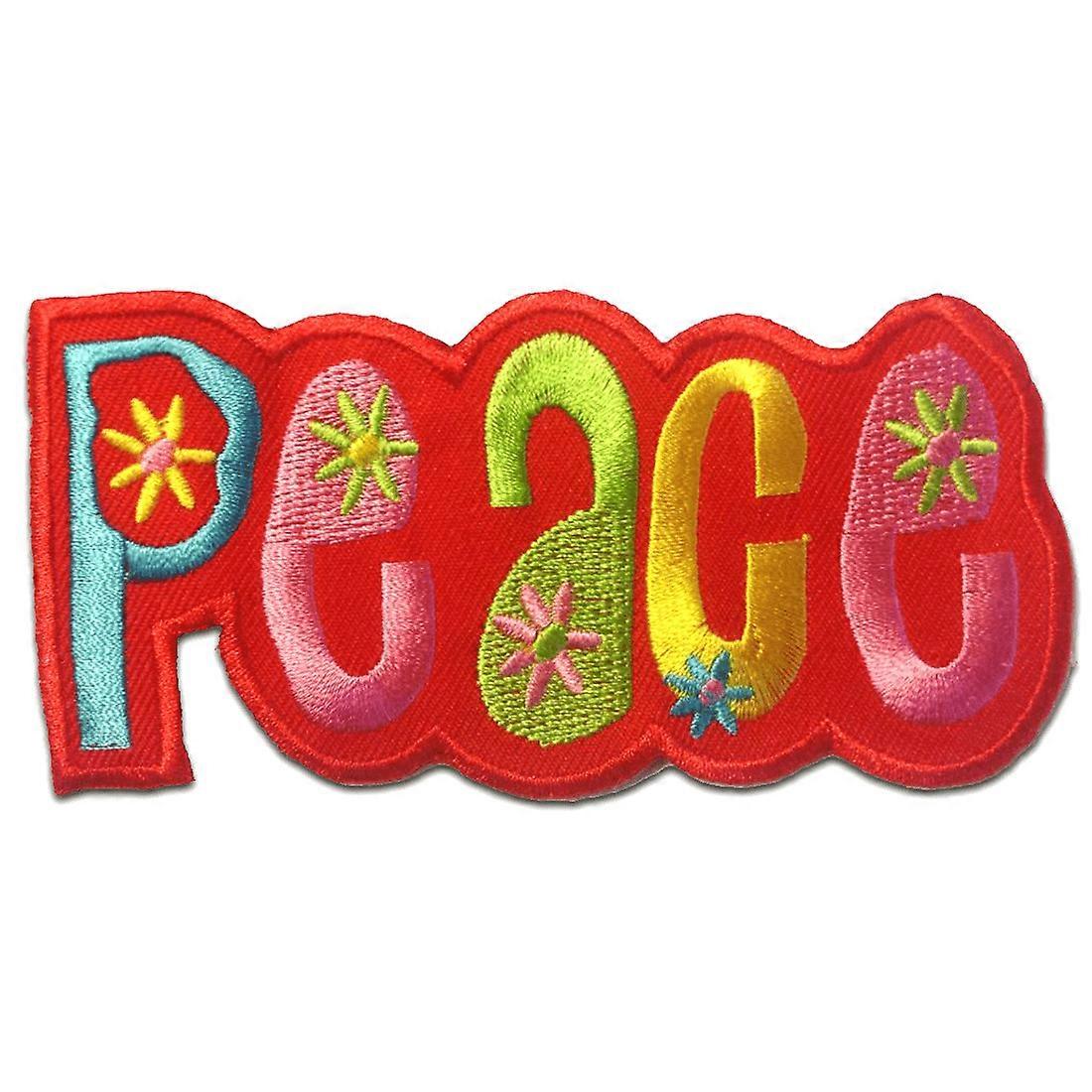 Patch / Iron-on Patch - Peace Peace Hippie - Multiple Colors Selectable - 11 x 5.5 cm - Patch