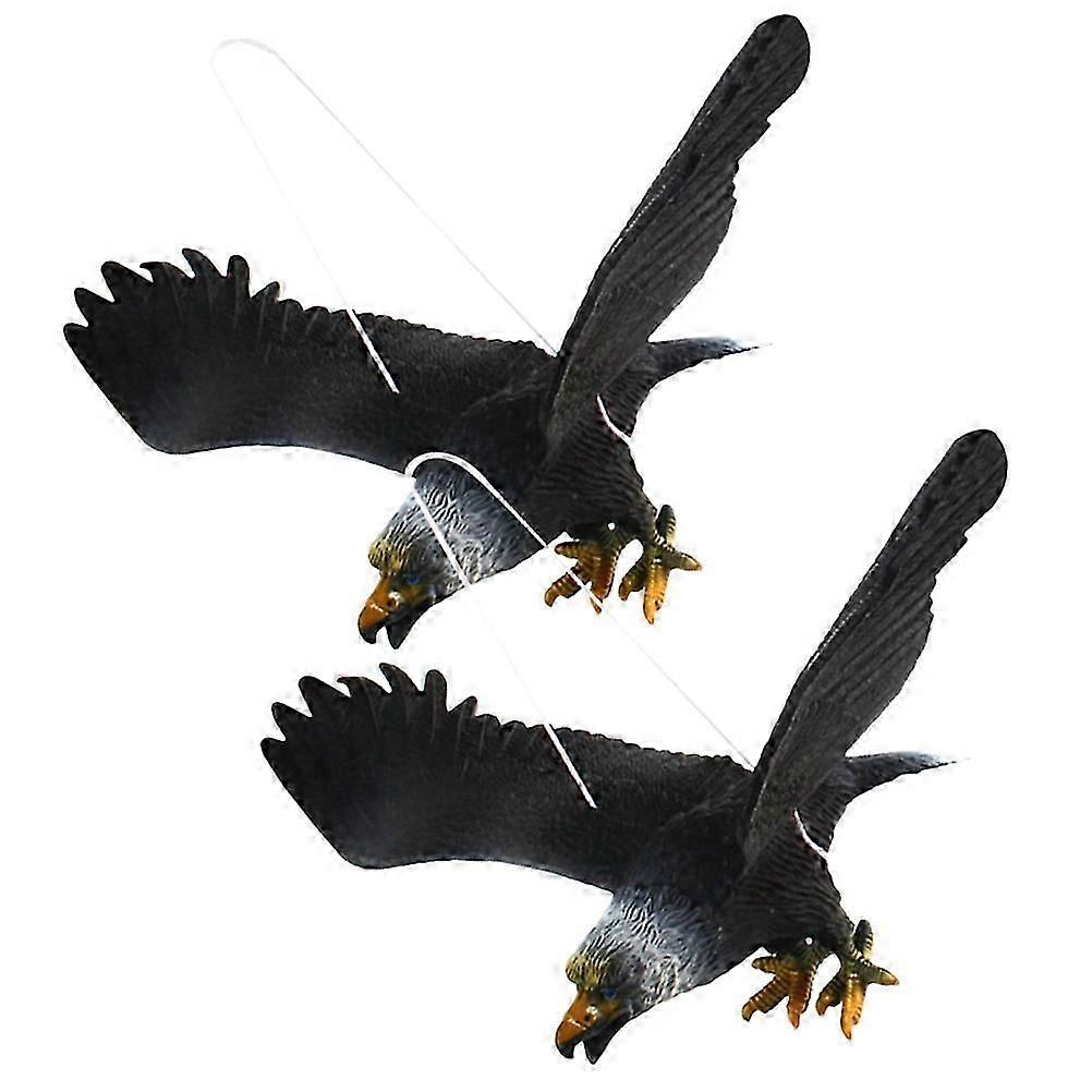 Black Plastic Eagle Shape Hanging Decor, Wind Rotation, 2Pcs
