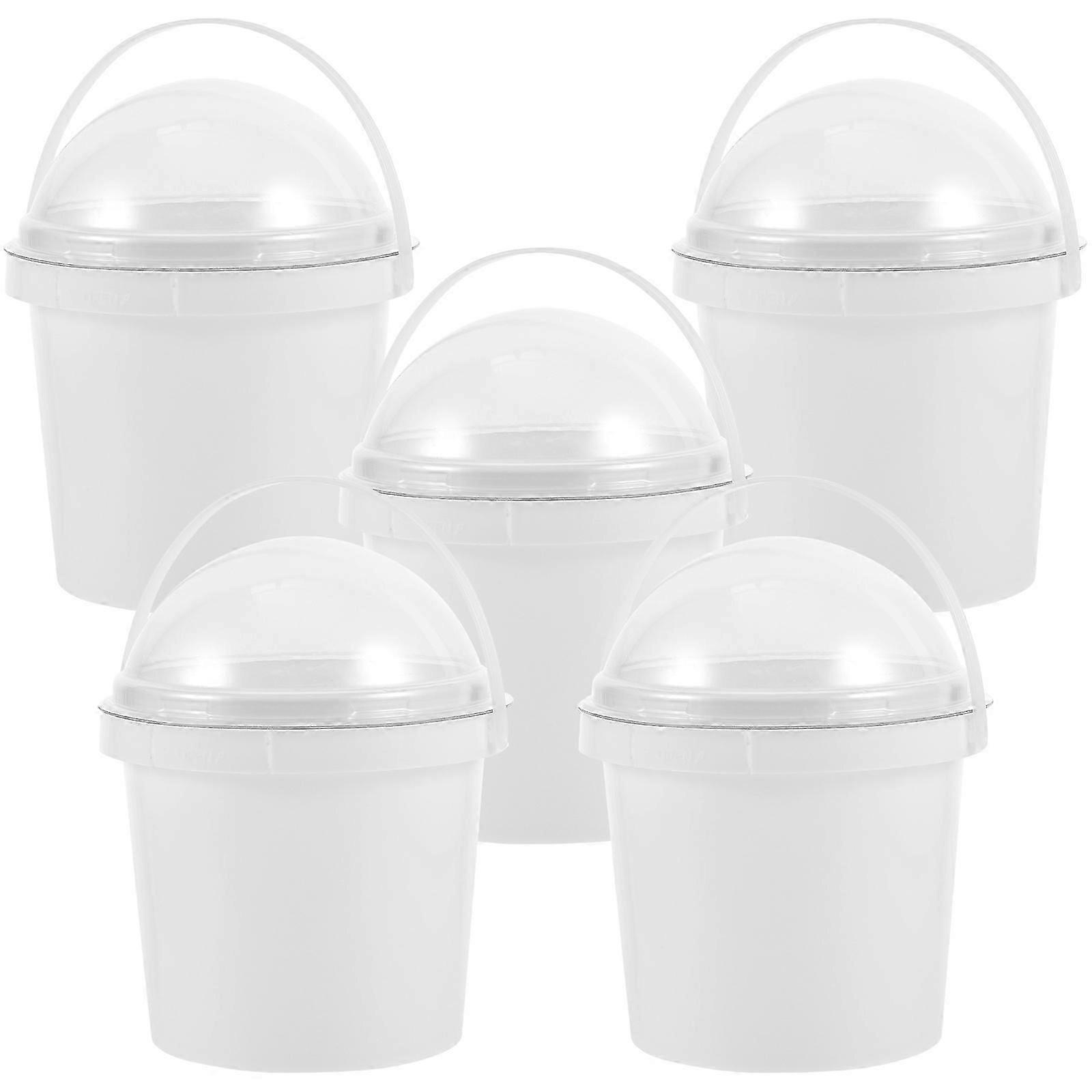 Plastic Popcorn Buckets with Dome Lids, 5Pcs for Snack Serving