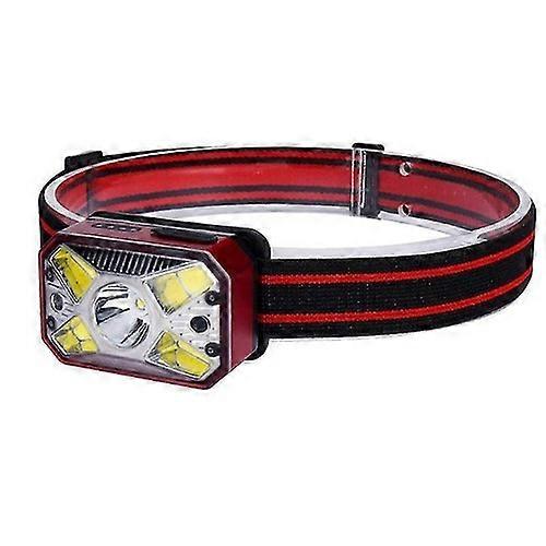LED Headlight COB Sensing Red Light Inductive Household Type-C Headlight , red