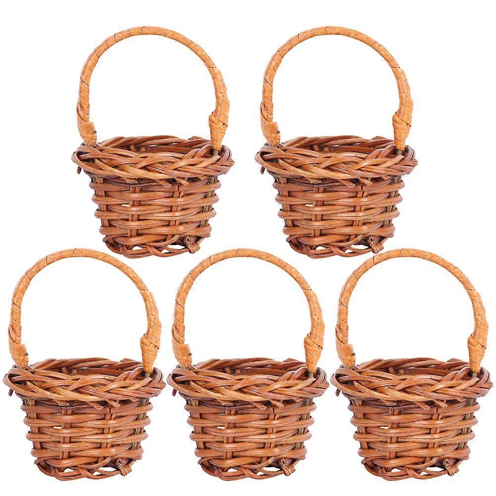5pcs Decorative Tiny Baskets Household Woven Baskets Multi-function Flower Baskets