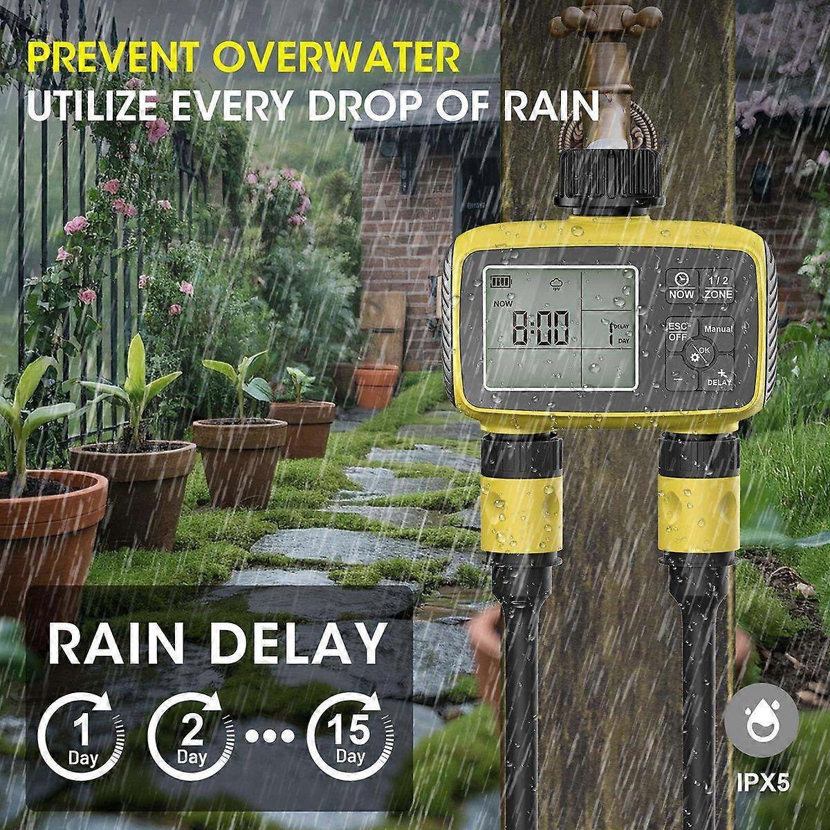 Digital Garden Water Timer Automatic Irrigation Controller Dual Zone