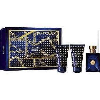Set Versace: Dylan Blue Calming After-Shave Balm 50 ml + Dylan Blue Shower Gel For All Skin Types 50 ml + Dylan Blue Eau De Toilette For Men 50 ml