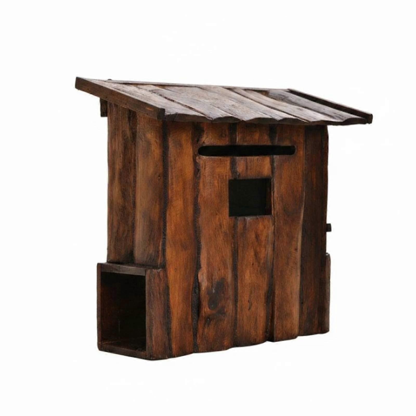 Wooden Mailbox Rainproof Letter Box Compact