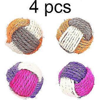 4 peças bola de sisal para gatos, brinquedos para gatos de estimação, bola de sisal para gatos, jogos de bola de brinquedo para gatos, bolas para brincar com gatinhos, bola de sisal para gatos