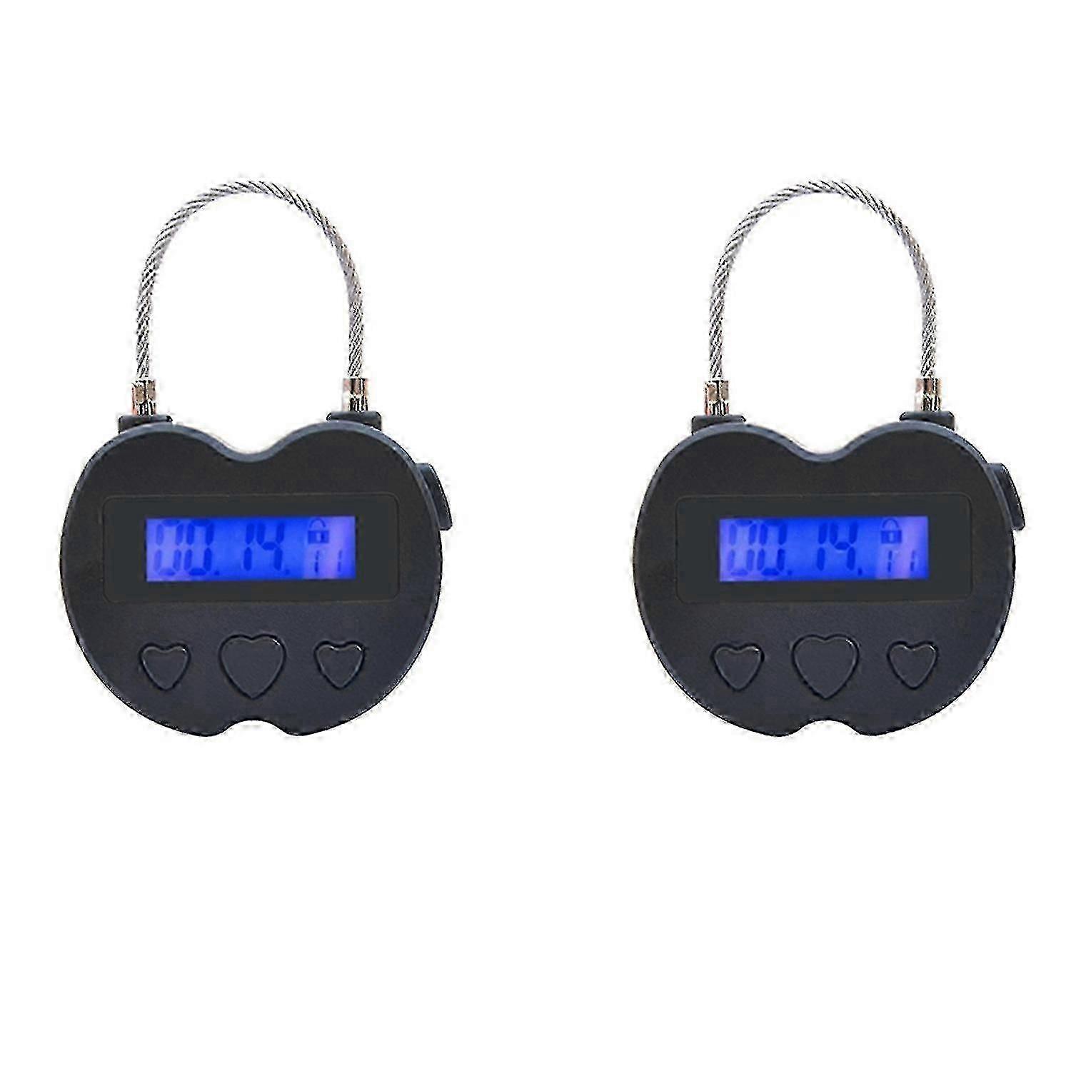 2X Smart Time Lock Lcd Time Lock Usb Rechargeable Temporary Timer Padlock Travel Electronics 26-27