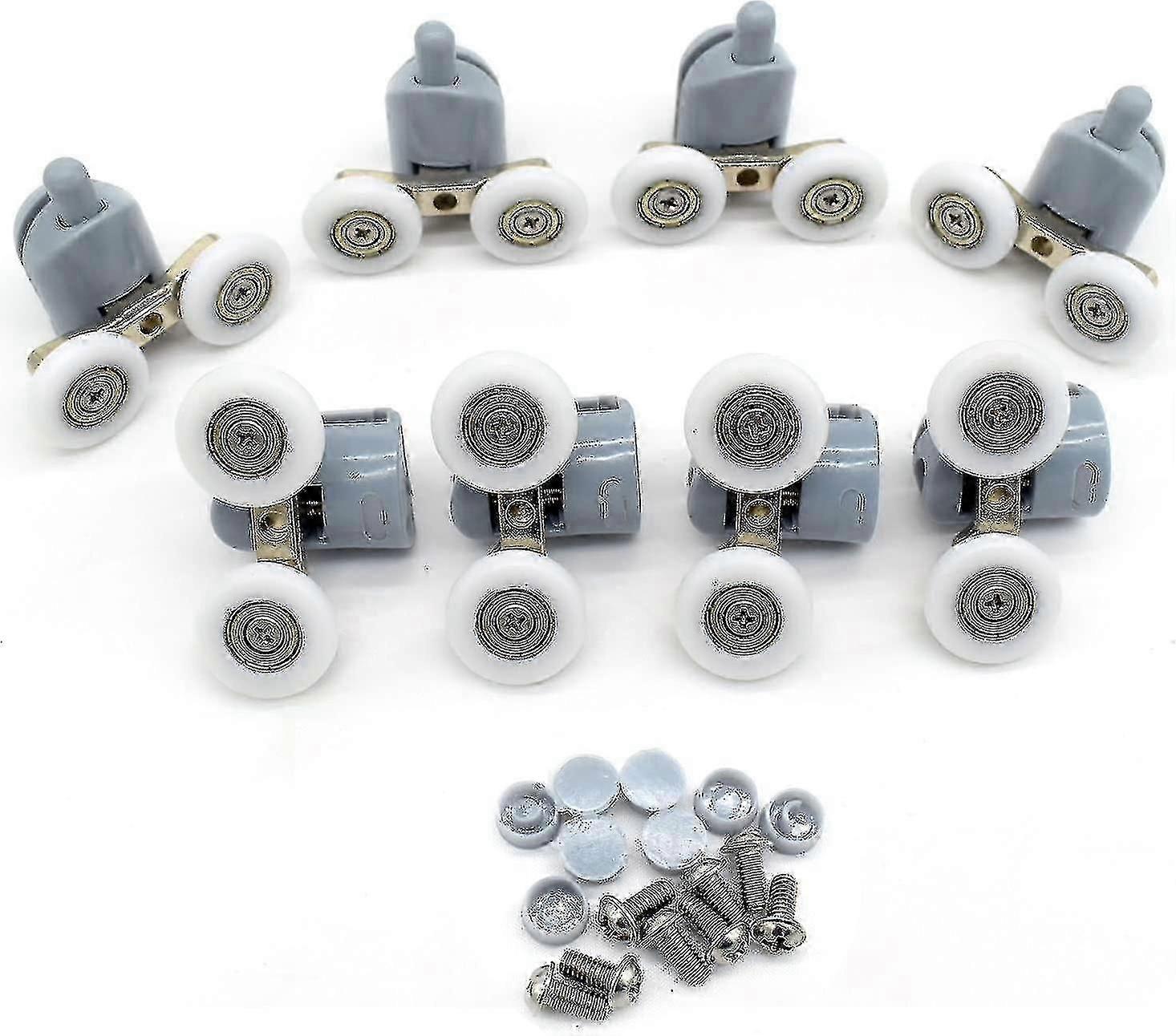 Bathroom Replacement Parts - 8 Pack Double Shower Door Rollers (23mm Diameter)
