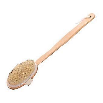 Long-handled bath brush with exfoliating back, wooden body massage bath brush, bathing tool