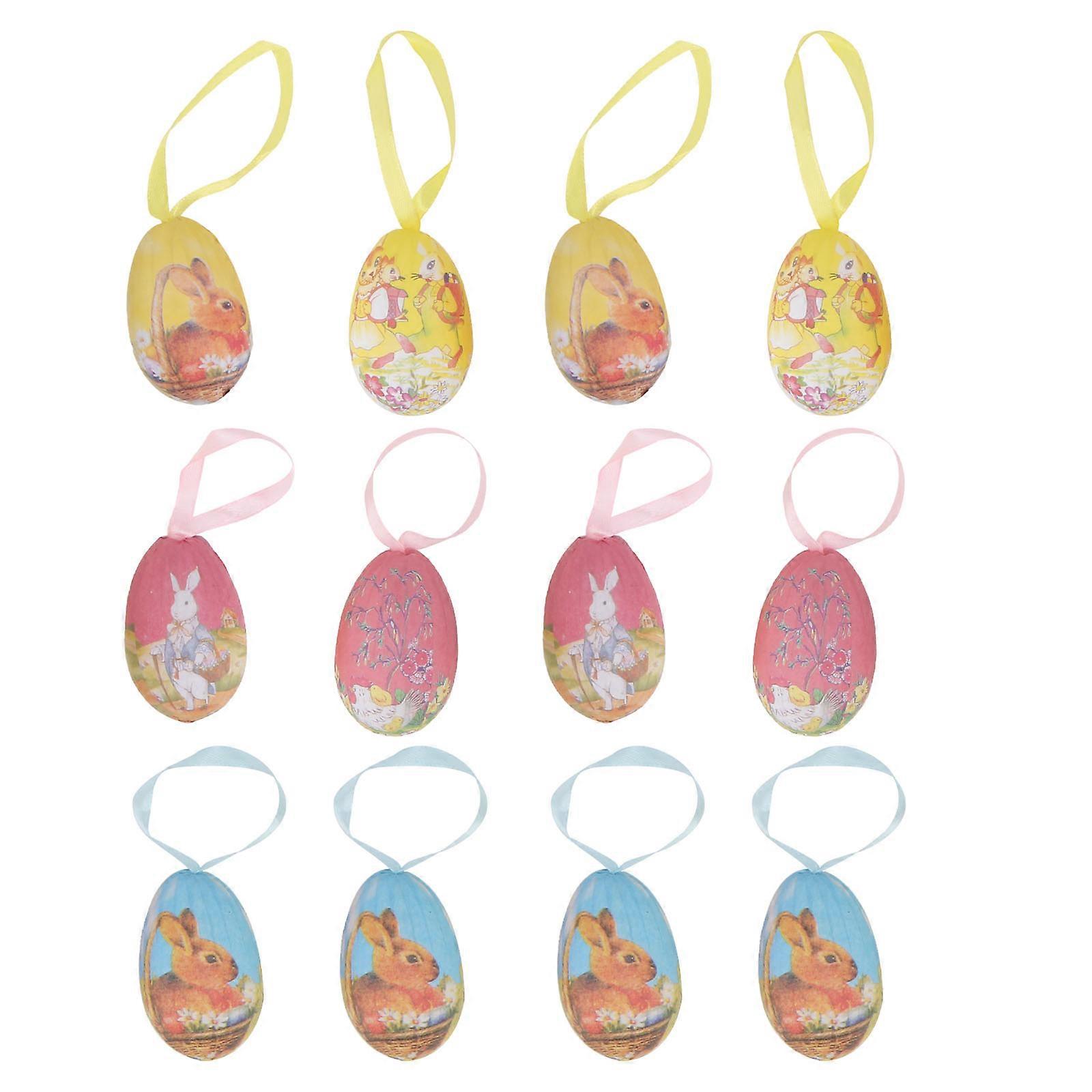 Children Easter Egg Toys for Easter 12Pcs DIY Egg Pendant Decorations
