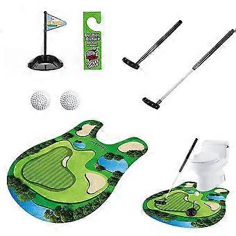 Toilet Golf Set With Putter And Practice Mat