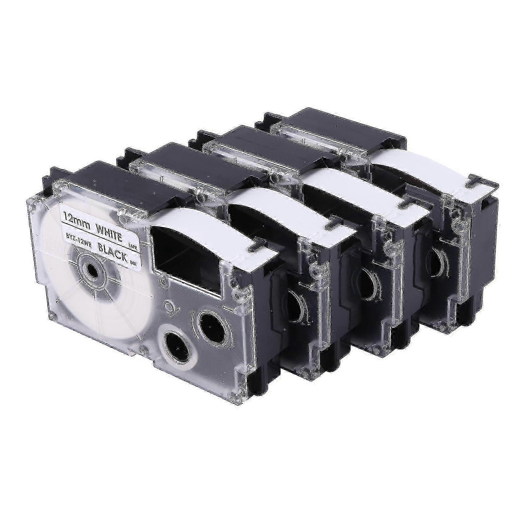12mm Black-on-White Label Tape Pack