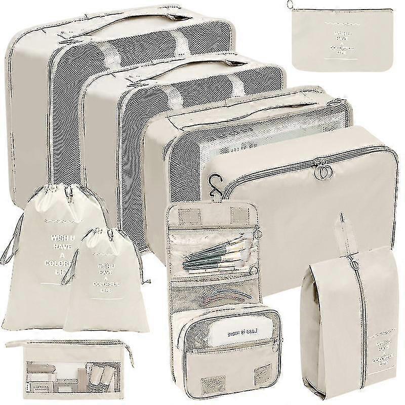 10 Pack Beige Packing Cubes Suitcase Organizer Set