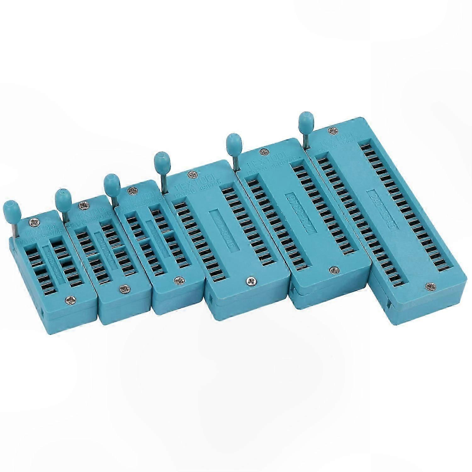6-Piece Universal IC Test Socket Set with ZIF Design for Home Electronics Projects