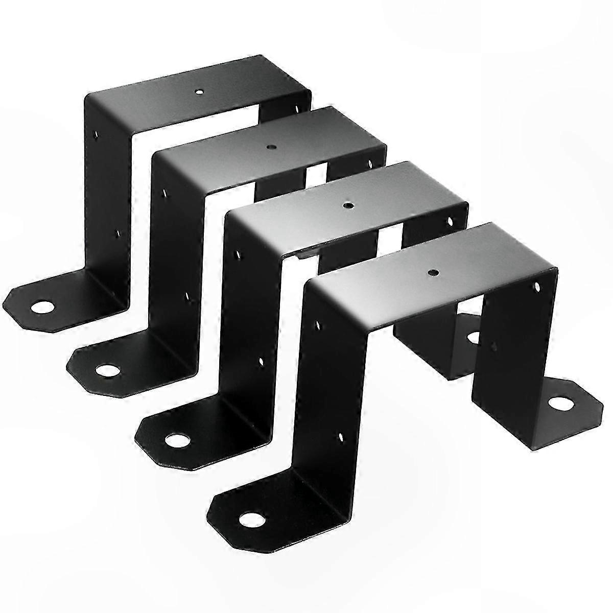 4-Pack Black Post Ties for Deck and Fence Support U-Bracket Mounting Hardware