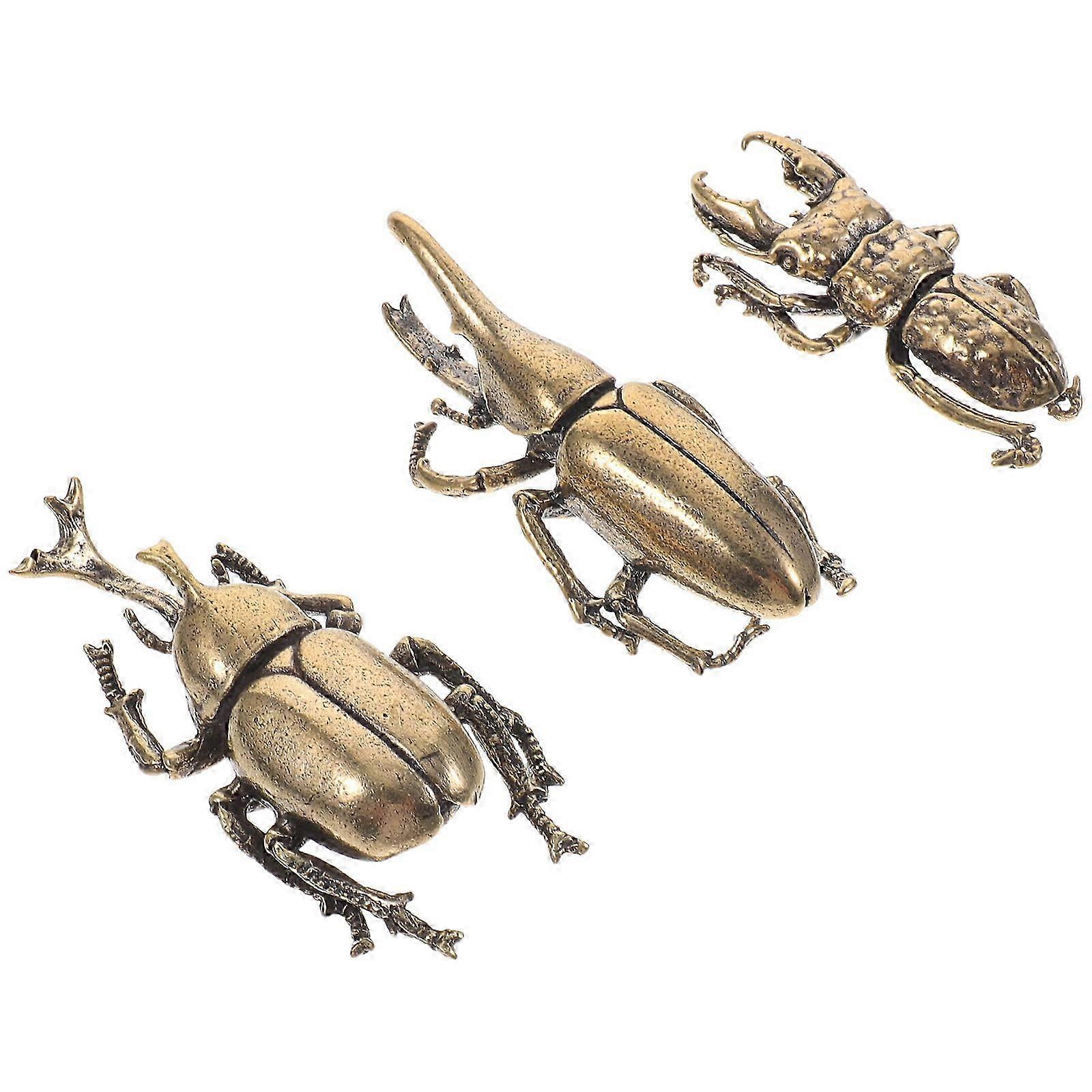 Brass Beetle Sculptures Compact Desk Decor
