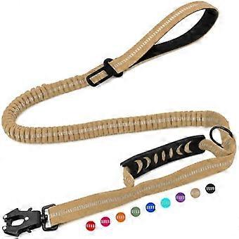 Olcyren Tactical Dog Leash 115-175cm Bungee Lead with 2 Control Handles Reflective Nylon Car Seatbelt for Medium Large Dogs Army Green lj