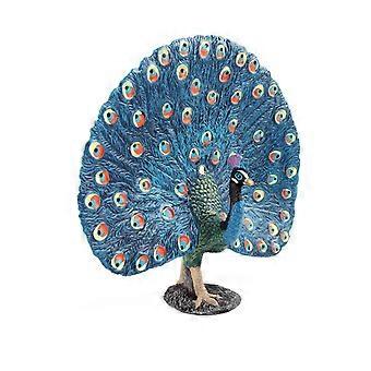 Statuetta realistica di pavone blu, animale selvatico giocattolo per bambini, modello educativo resistente per l'apprendimento e la decorazione