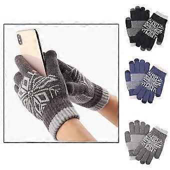 Winter Thicken Wool Gloves with Screen Touch Black Gloves