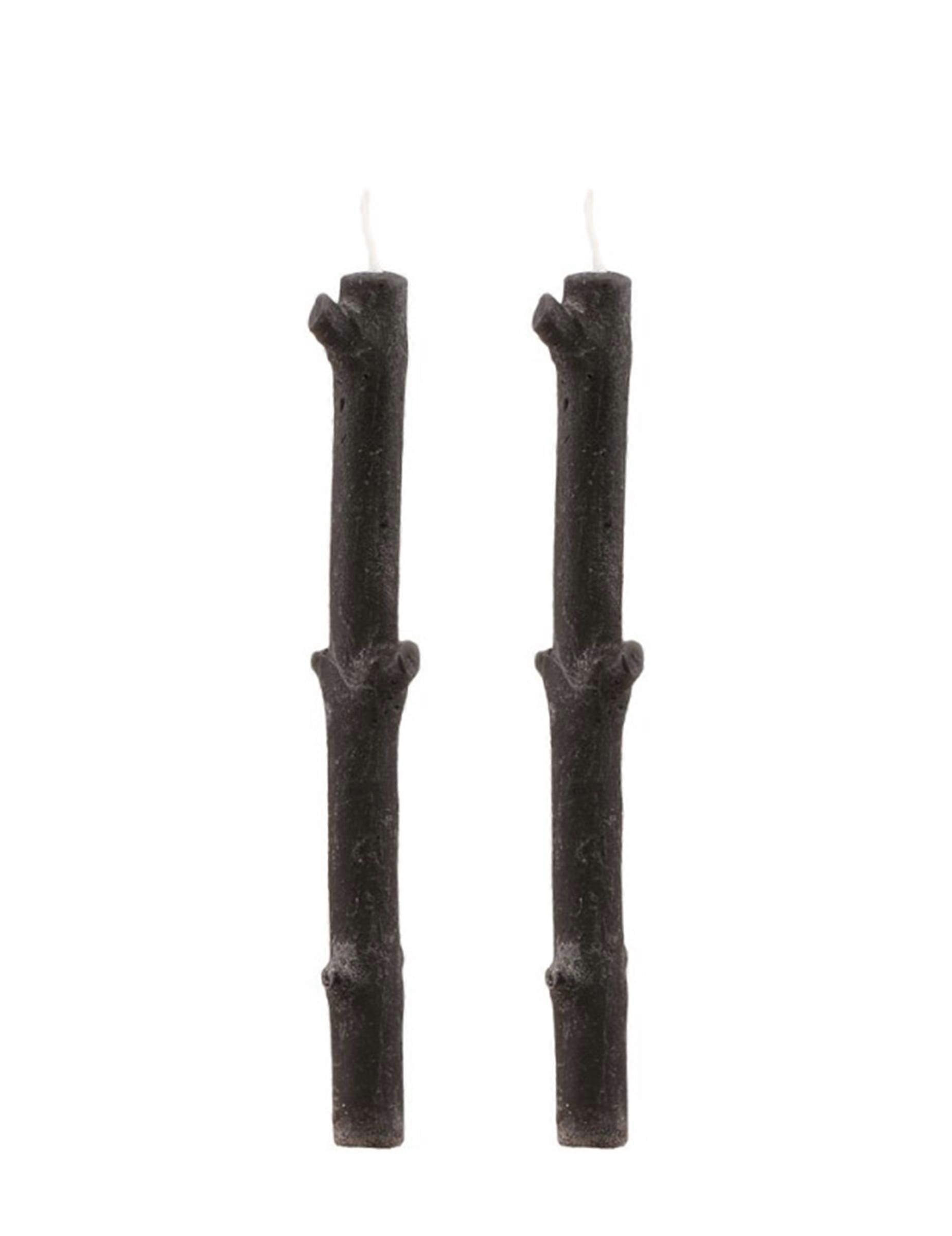 2 Bougies branches d'arbre noires 25 cm