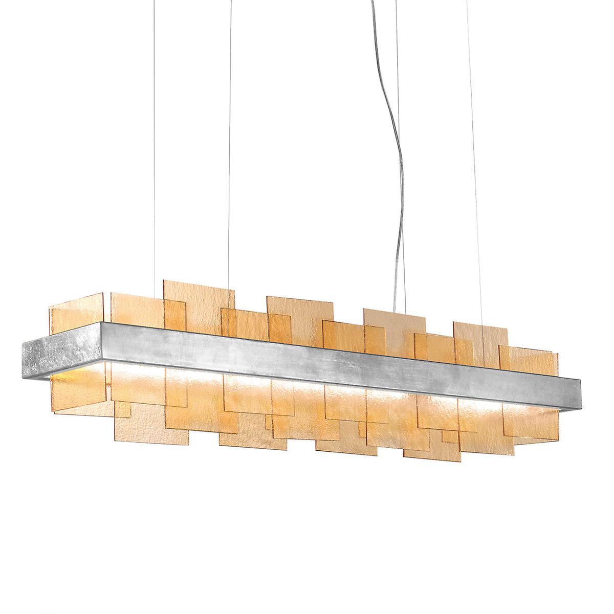 Kolarz Rettangolo Led Straight Bar Pendant Ceiling Light Silver Leaf