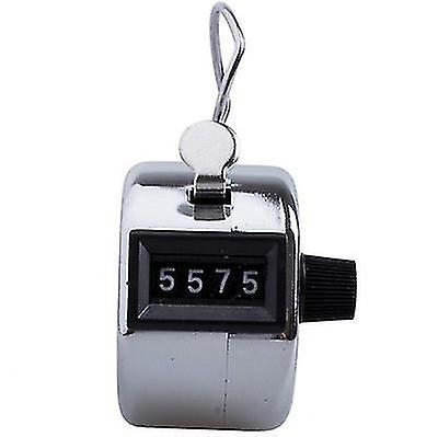 4 Digit Counting Manual Hand Tally Number Counter Clickers Mechanical(silver)(1pcs) -e