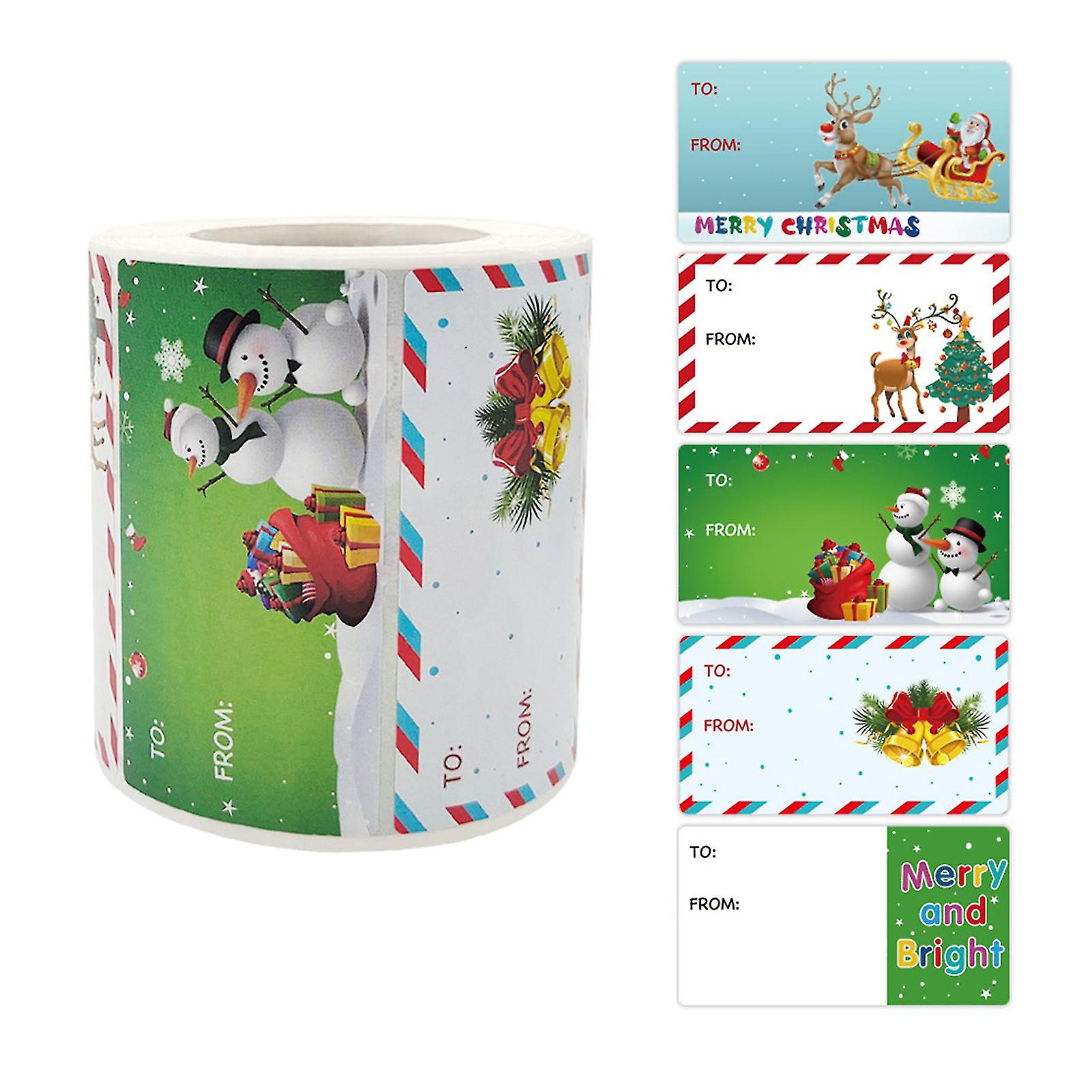 Christmas Elements Stickers Roll Colorful 500 Count Stickers Round