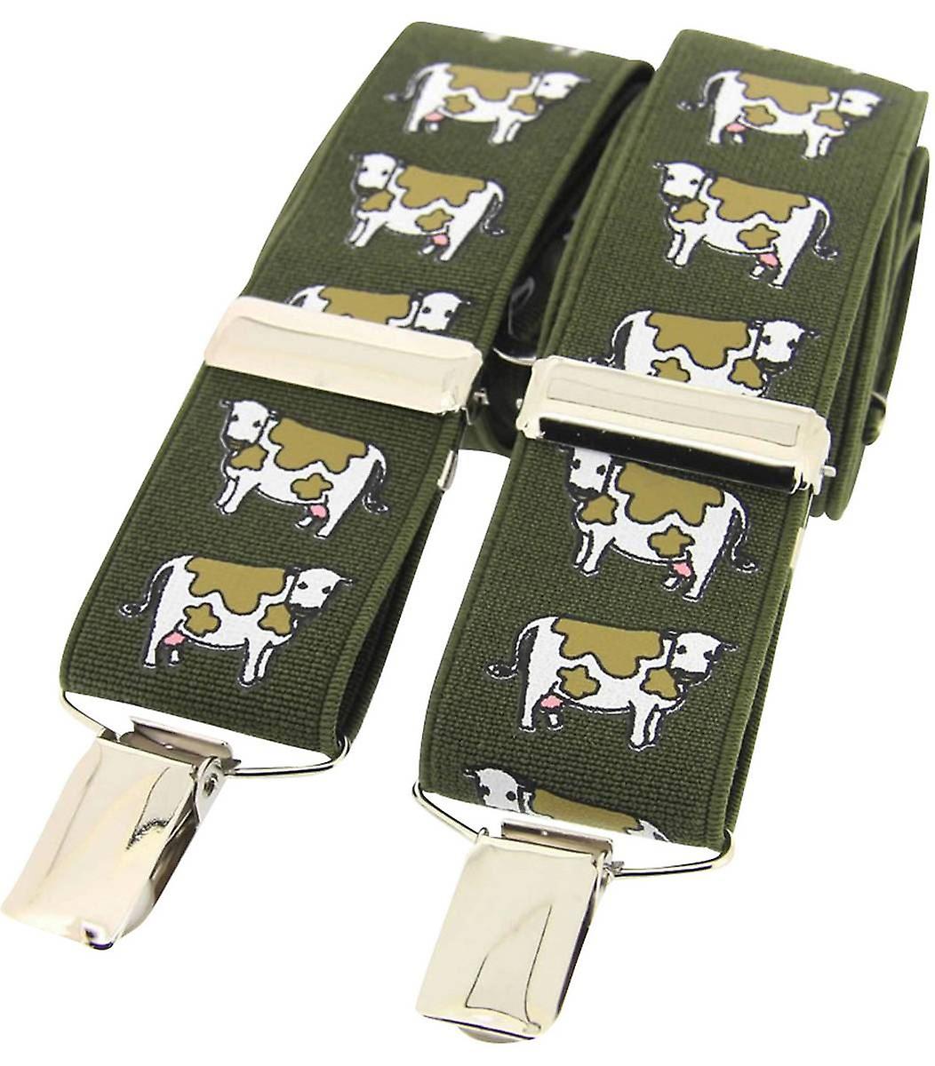 David Van Hagen Cows Classic Country Braces - Green