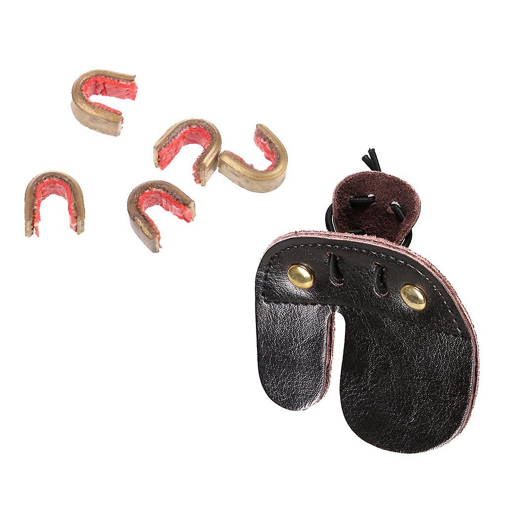 5 Pieces Bow String Buckle Clips Nocking Point + Archery Finger Guard