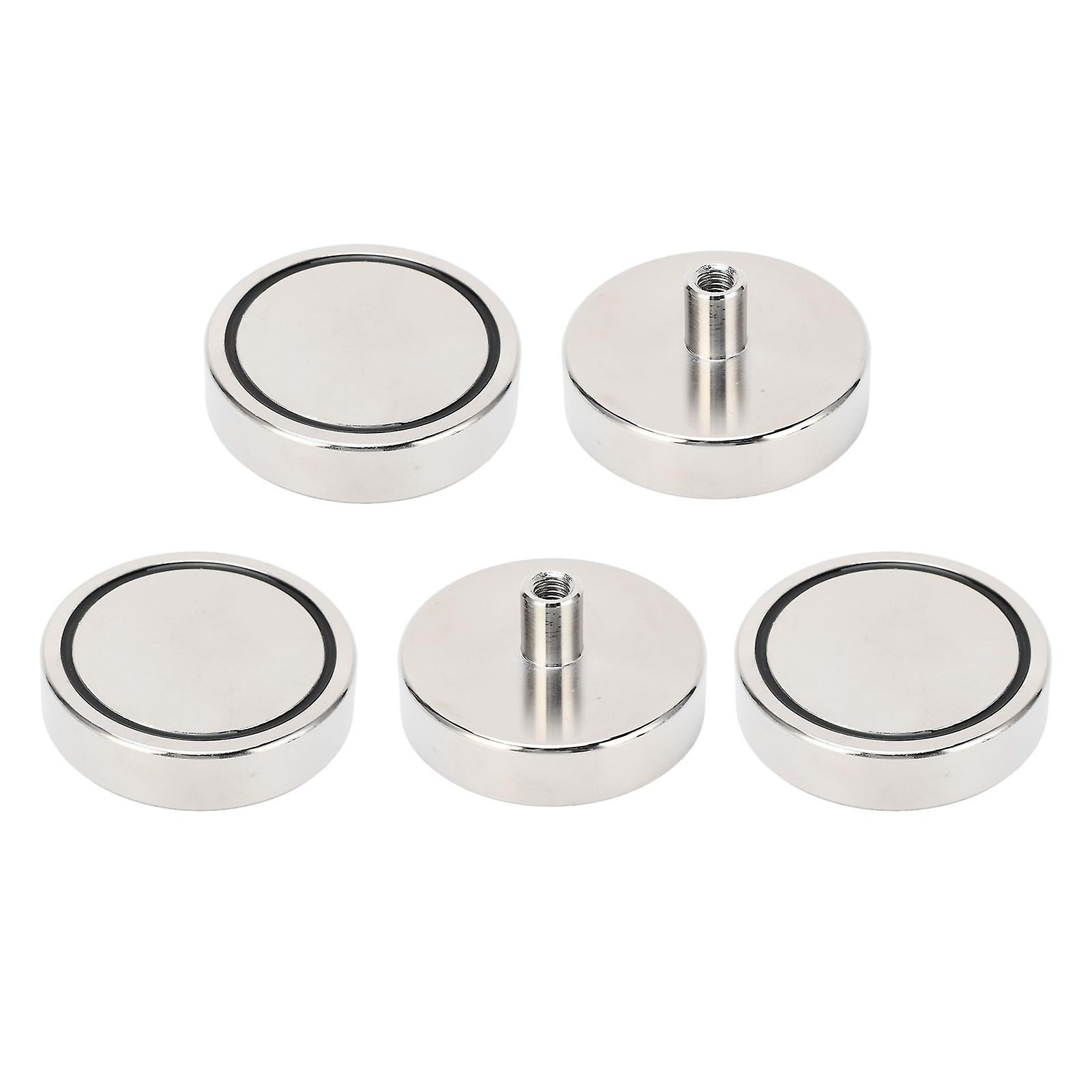5Pcs Pot Magnet 160kg Pulling Force Rust Resistant Neodymium Magnet for Business Workshop Silver
