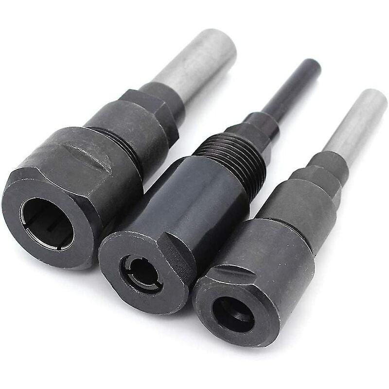 3Pcs Router Collet Extension Router Bit Collet Extension and Trimming Carving Engraving Machine Extender Woodworking Chuck Holder Milling Cutter 1/4"/